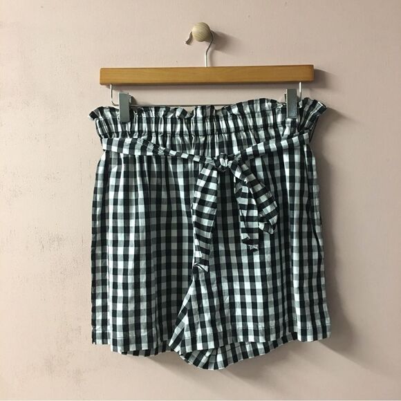 Joie Cleantha Black & White Gingham High Waisted Shorts Size L NWT - Picture 1 of 10